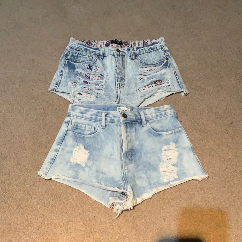 Two pairs of High-Waisted Jean Shorts
